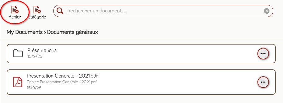 Ajouter un document dans une catégorie