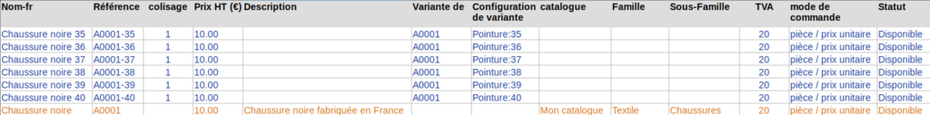 exemple produit avec variantes