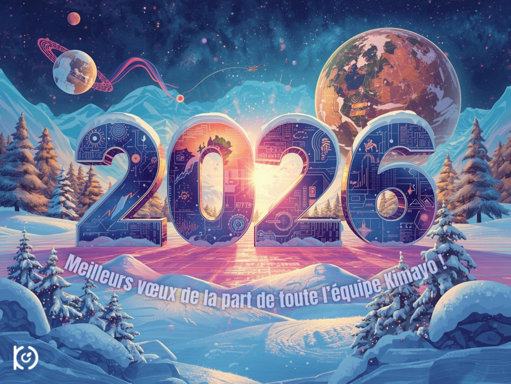 Illustration des vœux 2026 de Kimayo autour de la digitalisation des ventes B2B et de l’innovation logicielle