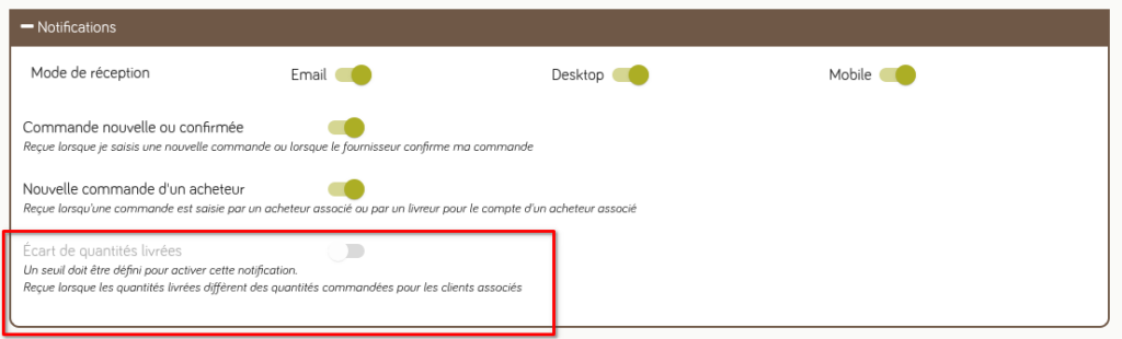 Alertes pour les commerciaux en cas d'écart sur les quantités livrées